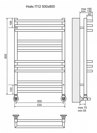Нойс П12 500х800 Полотенцесушитель  TERMINUS Петрозаводск - фото 3