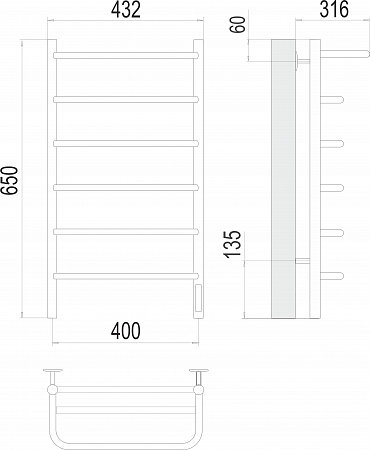Полка П6 400х650 Электро (quick touch) Полотенцесушитель  TERMINUS Петрозаводск - фото 3