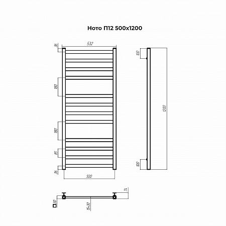 Ното П12 500х1200 Полотенцесушитель TERMINUS Петрозаводск - фото 3