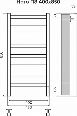 Ното П8 400х850 Электро (quick touch) Полотенцесушитель TERMINUS Петрозаводск - фото 3