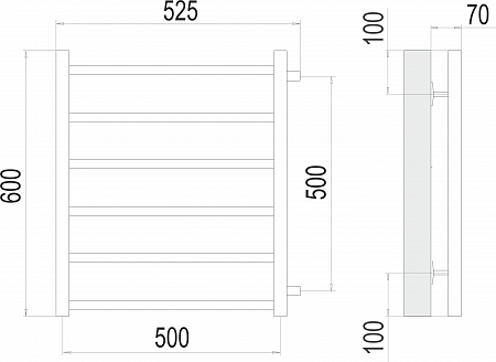 Вега П6 500х600 бп500 Полотенцесушитель  TERMINUS Петрозаводск - фото 3
